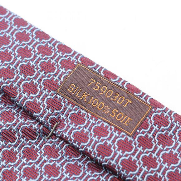 Hermes Hermès silk tie for men in burgundy and blue.